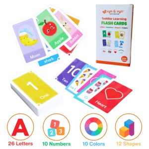 Toddler Learning Flash Cards (Letters, Numbers, Shapes & Colors, 58 Cards Set)