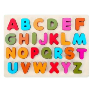Wooden Alphabet Puzzle Board (A–Z Learning Toy) – Multicolor