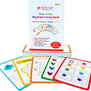 Dry Erase Tracing Cards for Kids (26 Double-Sided Cards, 5.9 x 3.9 Inches, Glossy Reusable Surface)