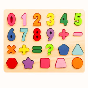 Wooden Numbers and Shapes Puzzle Board (Rainbow Learning Toy)