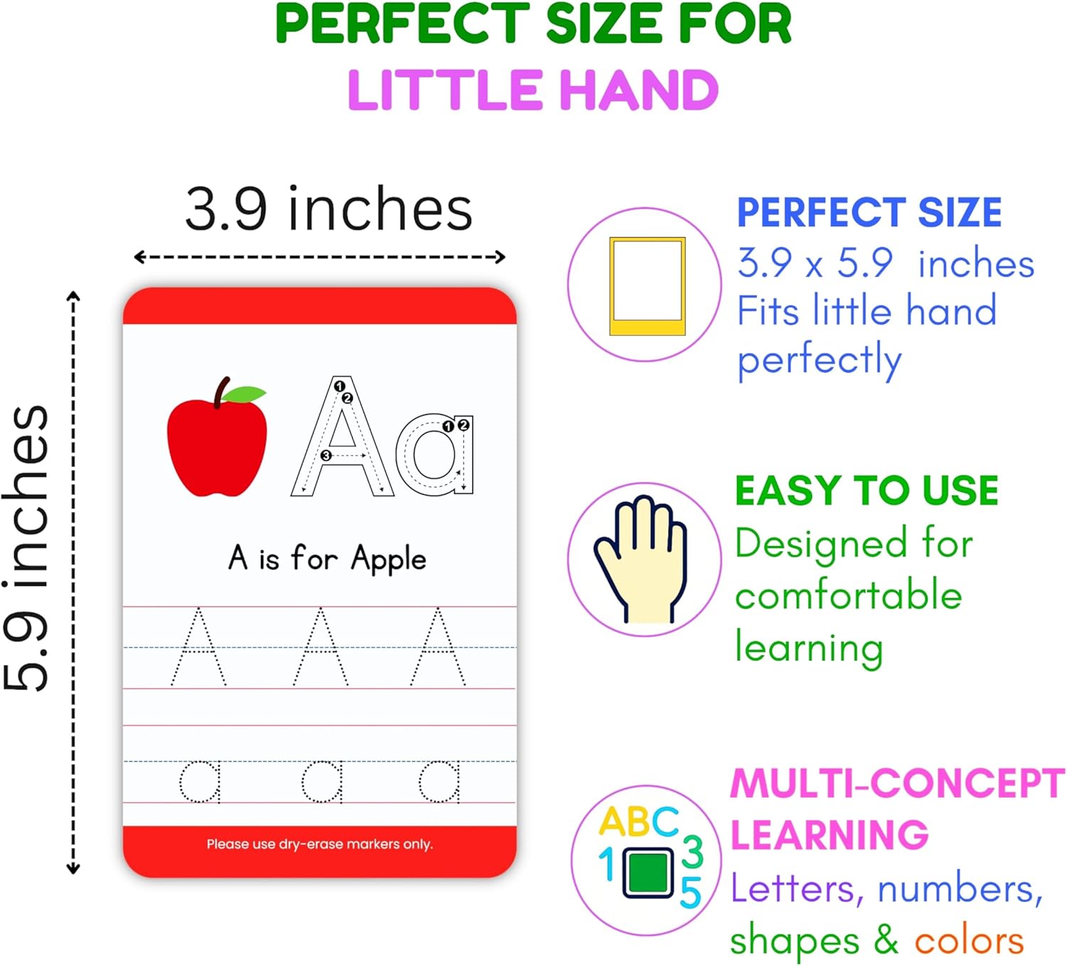 Dry Erase Tracing Cards for Kids (26 Double-Sided Cards, 5.9 x 3.9 Inches, Glossy Reusable Surface) - Image 2