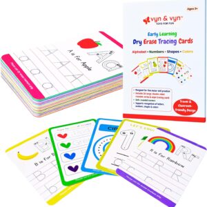 Dry Erase Tracing Cards for Kids (26 Double-Sided Cards, 5.9 x 3.9 Inches, Glossy Reusable Surface)